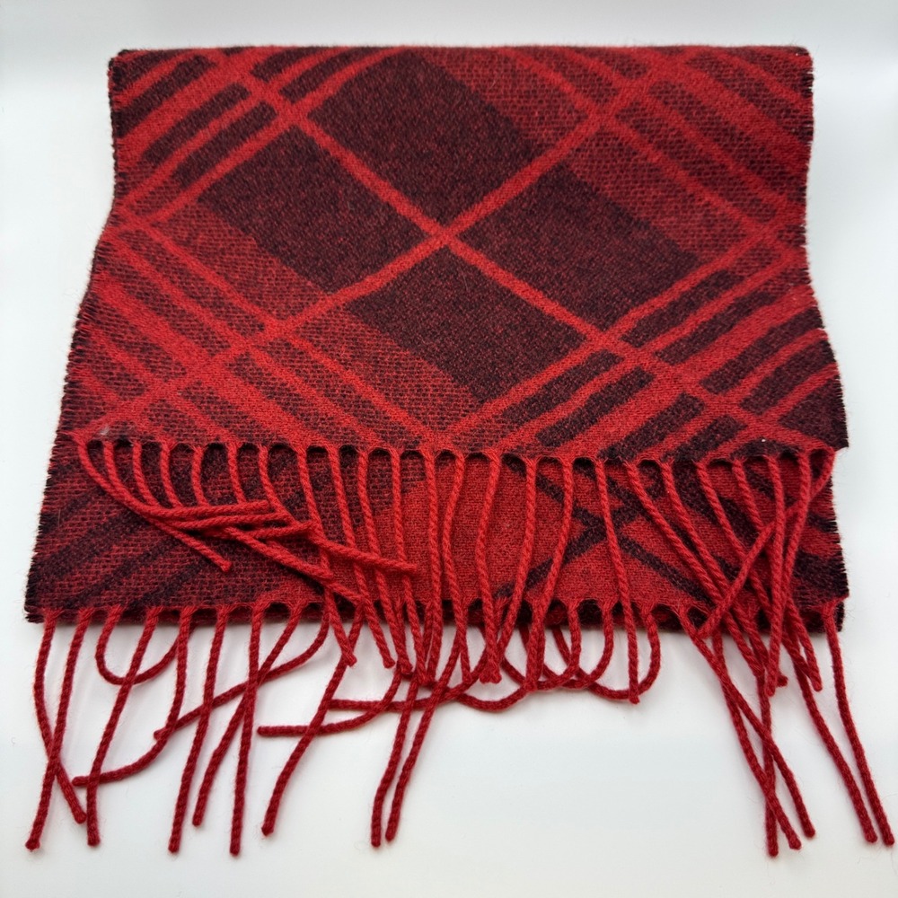 Charter Club Scarf Unisex One Size Red Plaid 100% Cashmere Luxury Winter Fashion